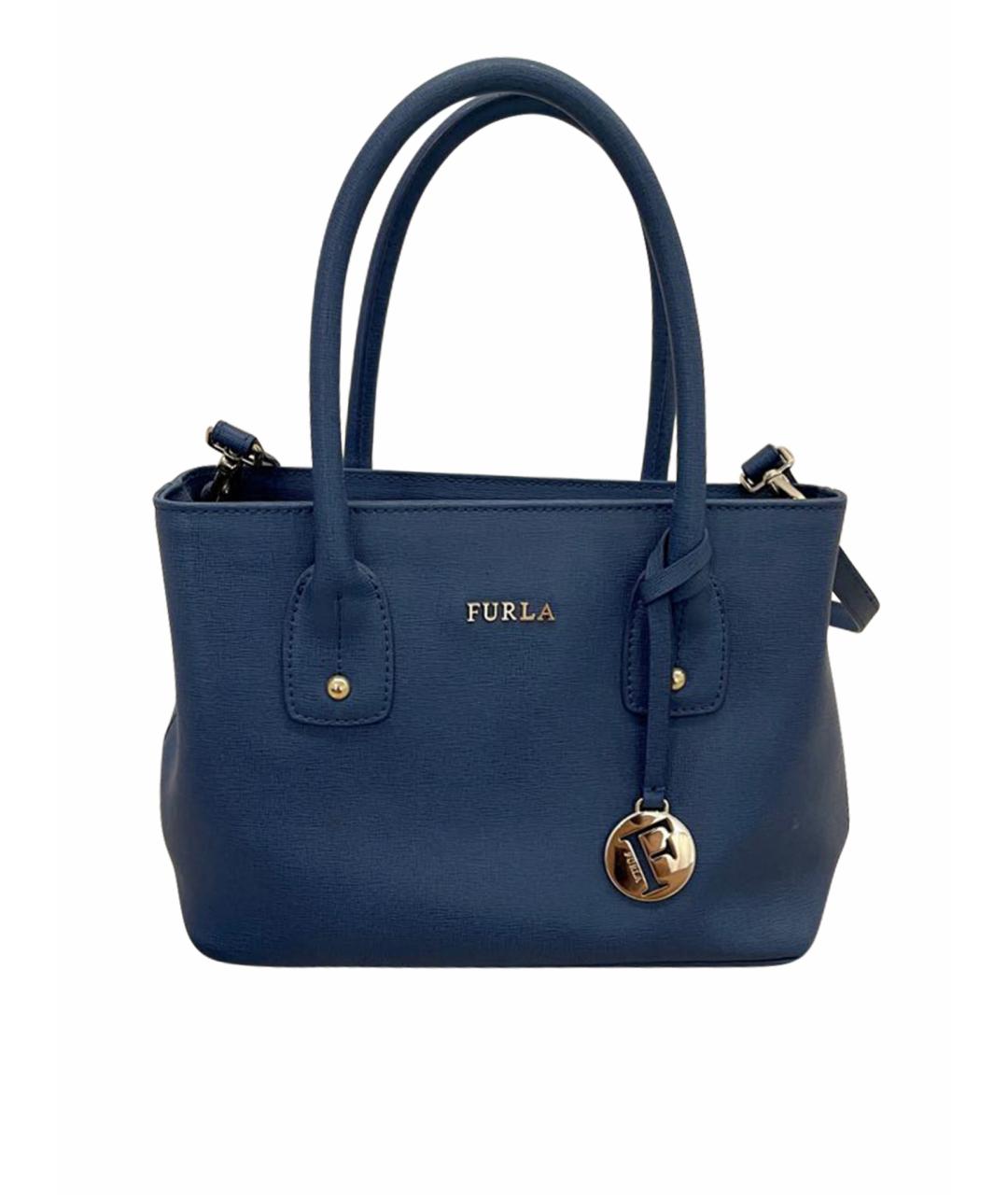 FURLA Голубая кожаная сумка тоут, фото 1