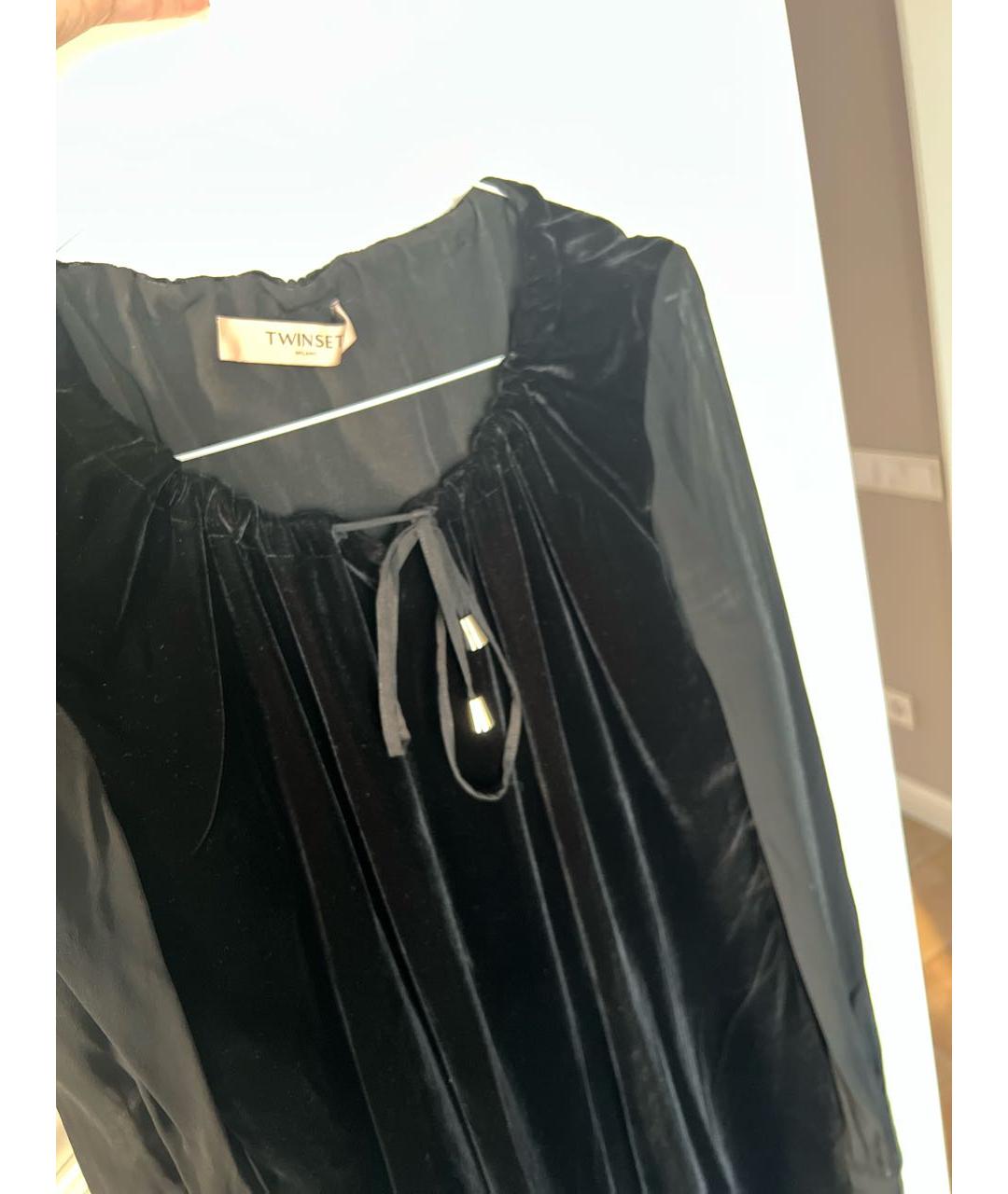TWIN-SET Черное велюровое коктейльное платье, фото 4