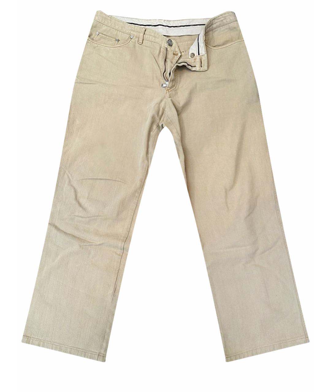BRIONI Бежевые хлопко-кашемировые прямые джинсы, фото 1