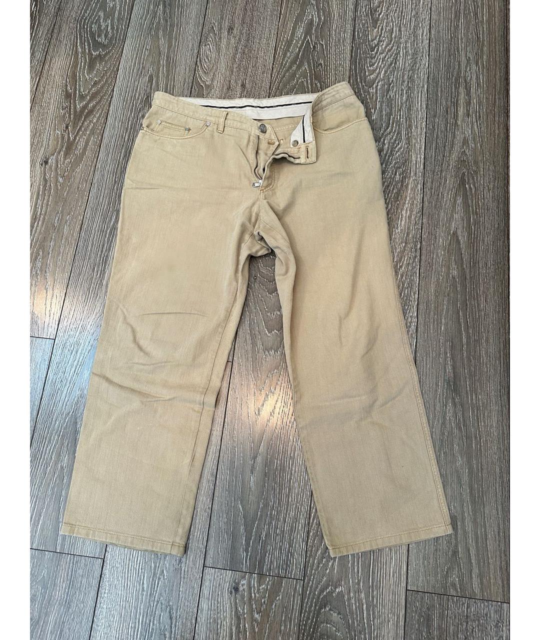 BRIONI Бежевые хлопко-кашемировые прямые джинсы, фото 8