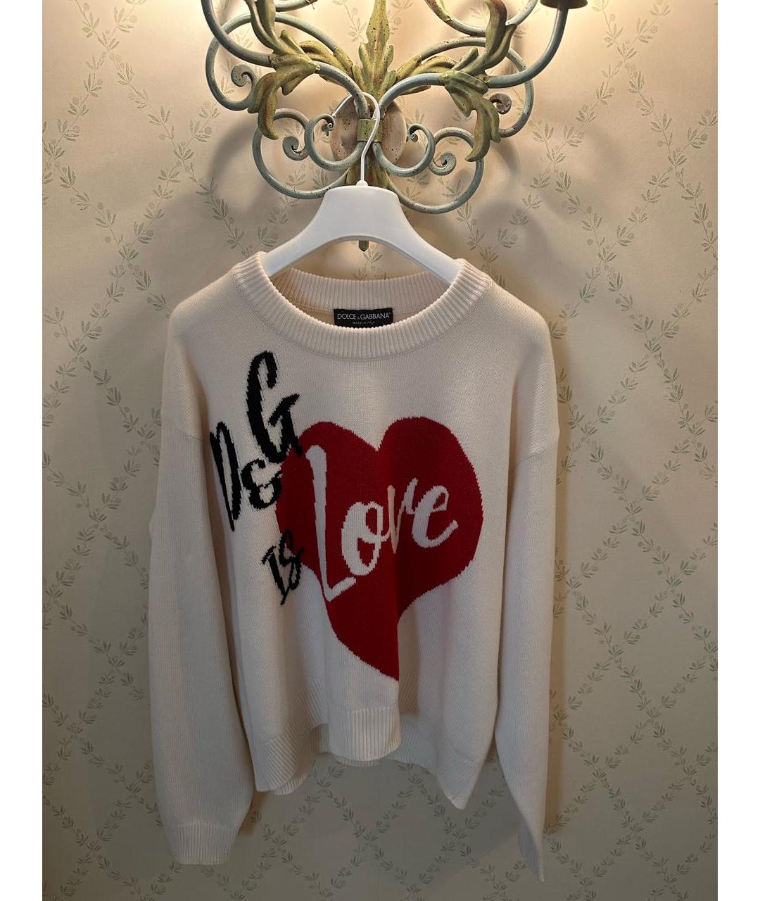 DOLCE&GABBANA Белый кашемировый джемпер / свитер, фото 5