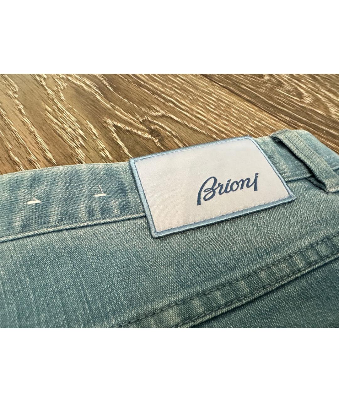 BRIONI Голубые хлопко-полиэстеровые прямые джинсы, фото 8