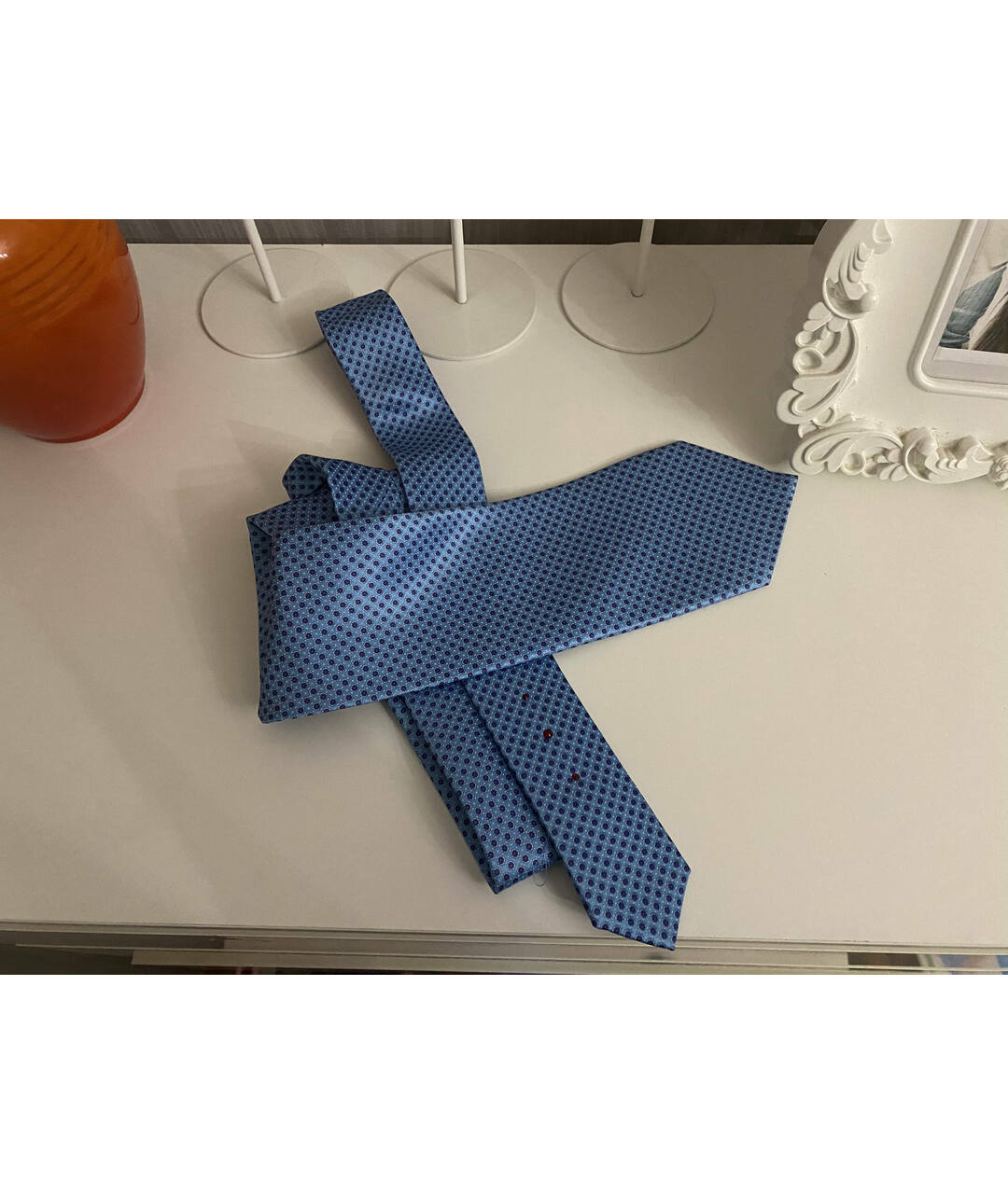 STEFANO RICCI Голубой шелковый галстук, фото 4