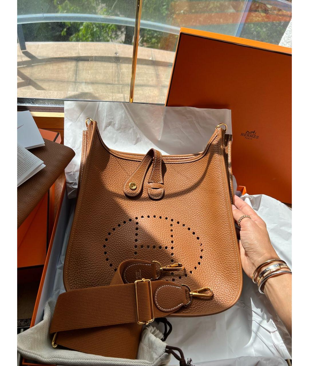 HERMES Коричневая кожаная сумка через плечо, фото 3