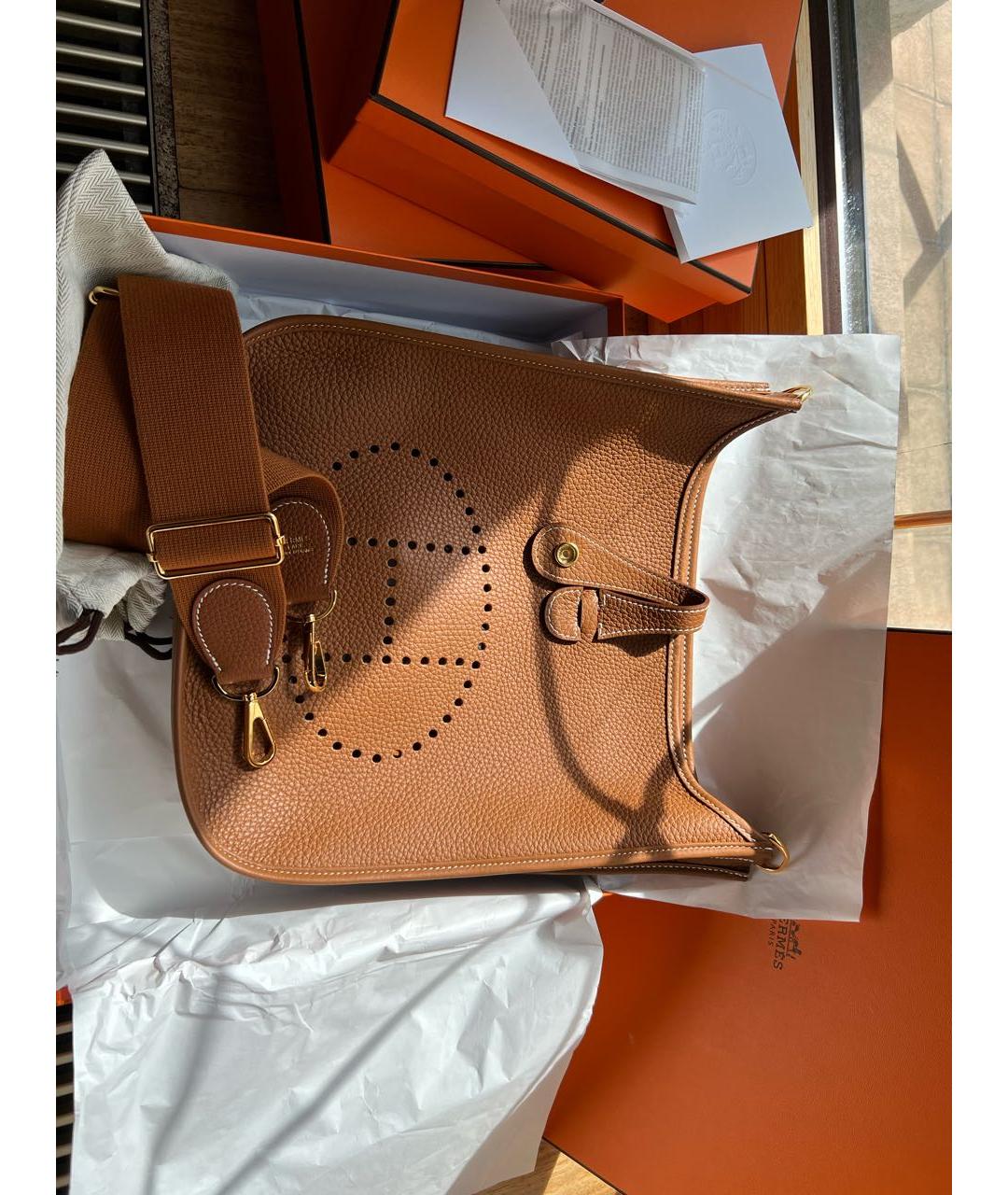 HERMES Коричневая кожаная сумка через плечо, фото 2
