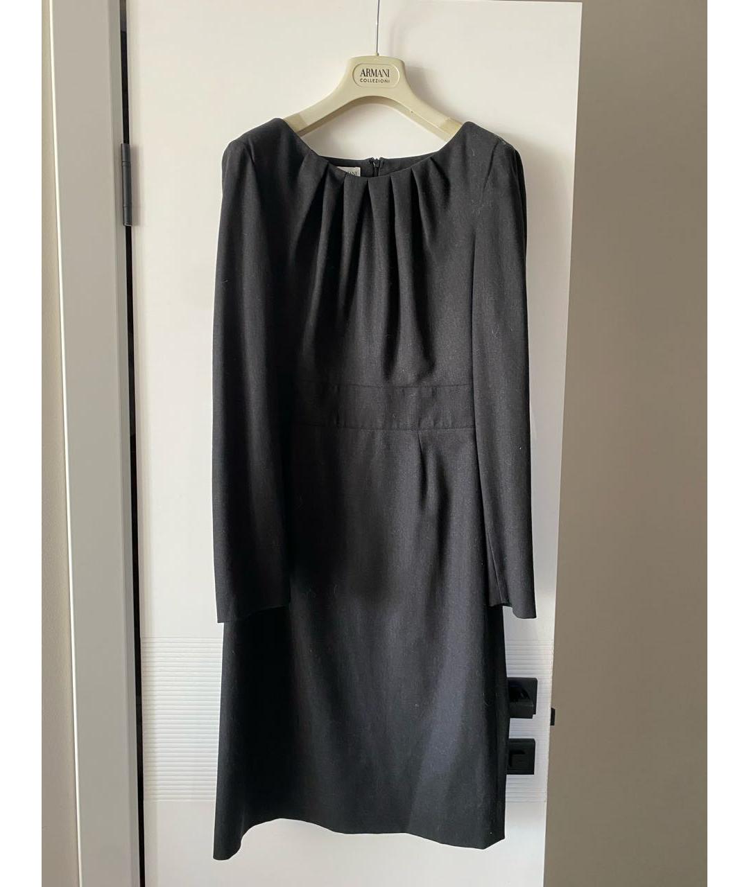 ARMANI COLLEZIONI Антрацитовое шерстяное повседневное платье, фото 7