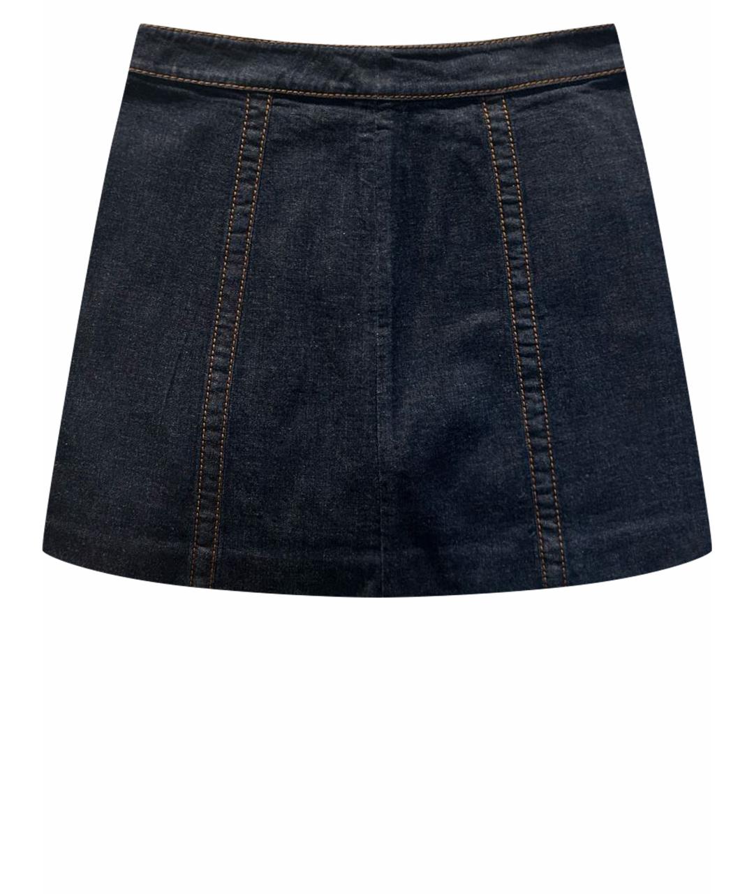 PRADA Темно-синяя деним юбка мини, фото 1