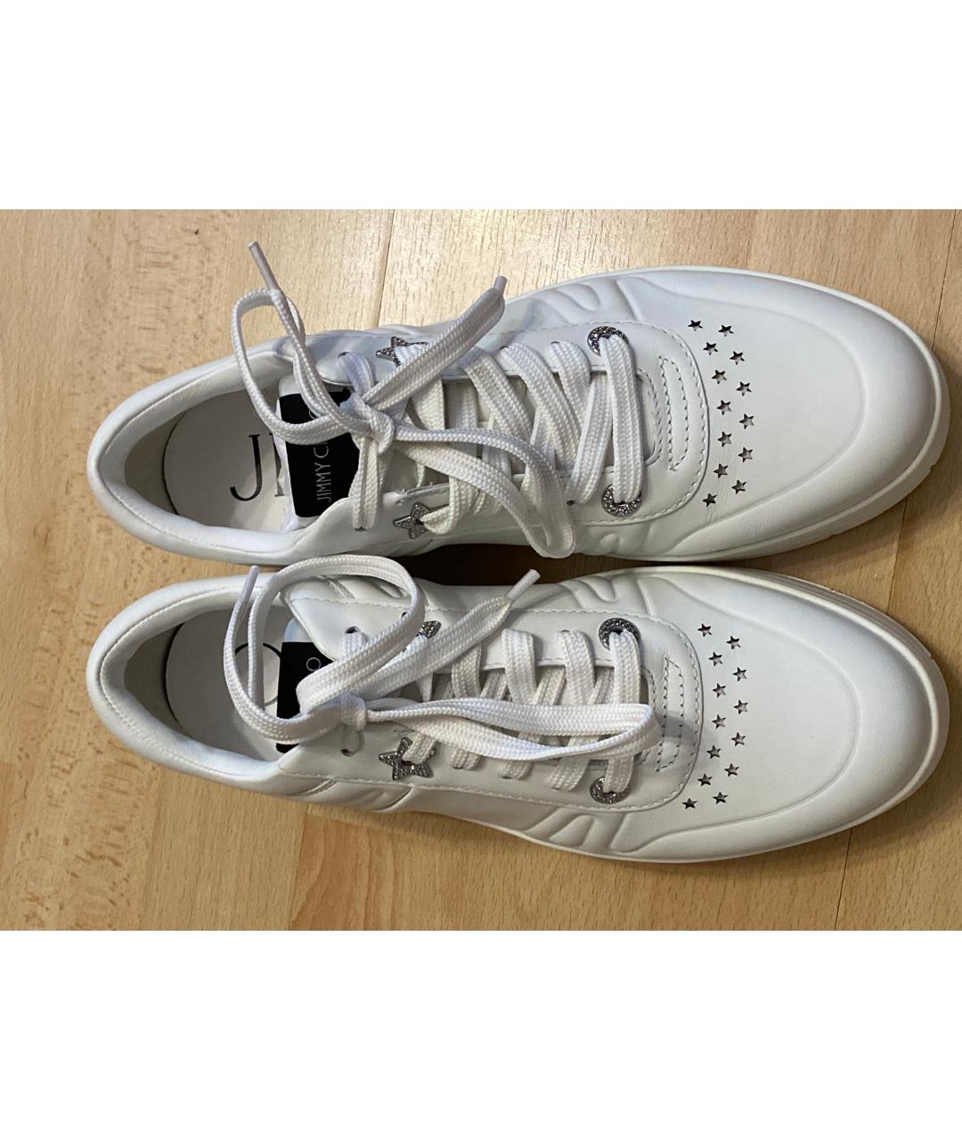 JIMMY CHOO Белые кожаные кроссовки, фото 2