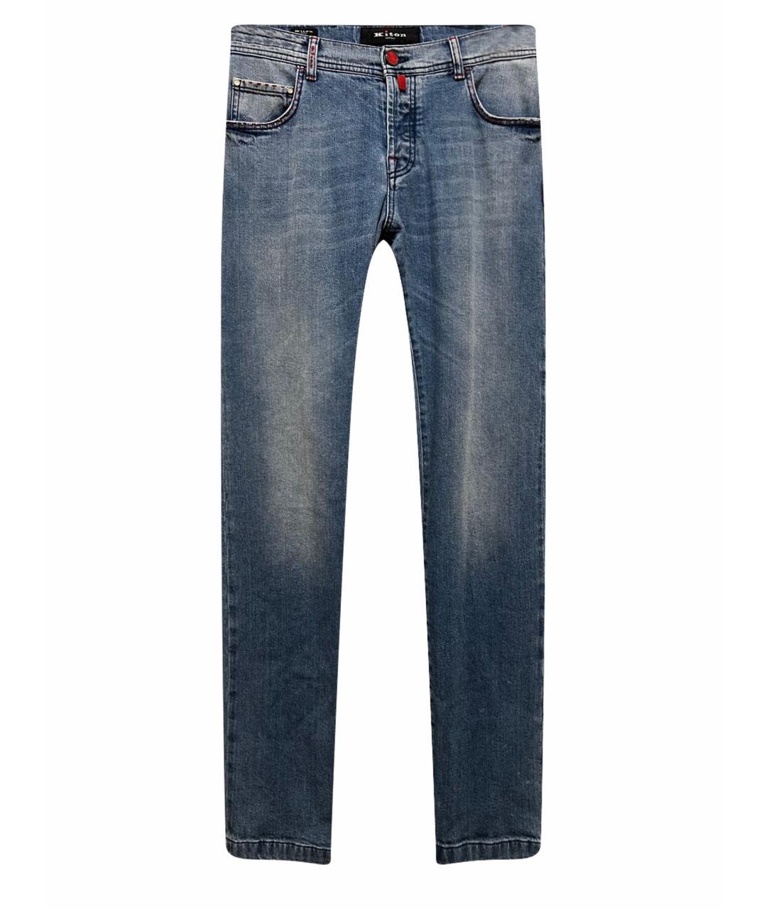 KITON Синие хлопковые прямые джинсы, фото 1