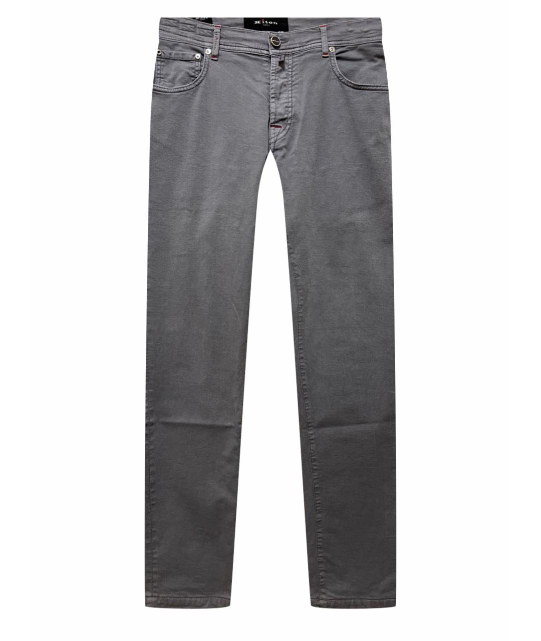 KITON Серые хлопковые прямые джинсы, фото 1