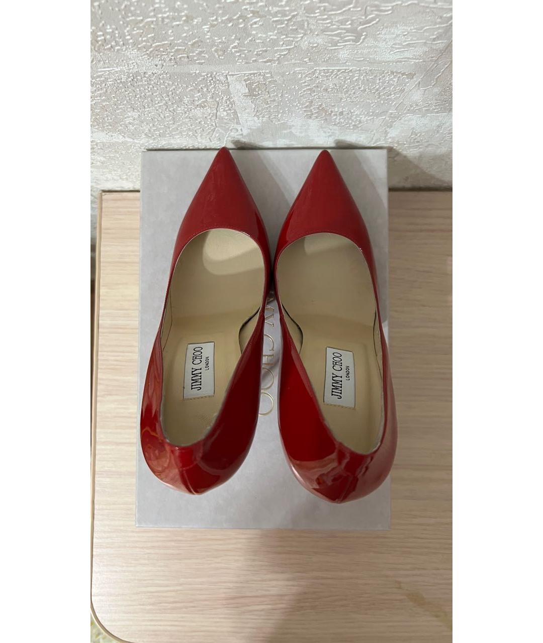 JIMMY CHOO Красные туфли из лакированной кожи, фото 3