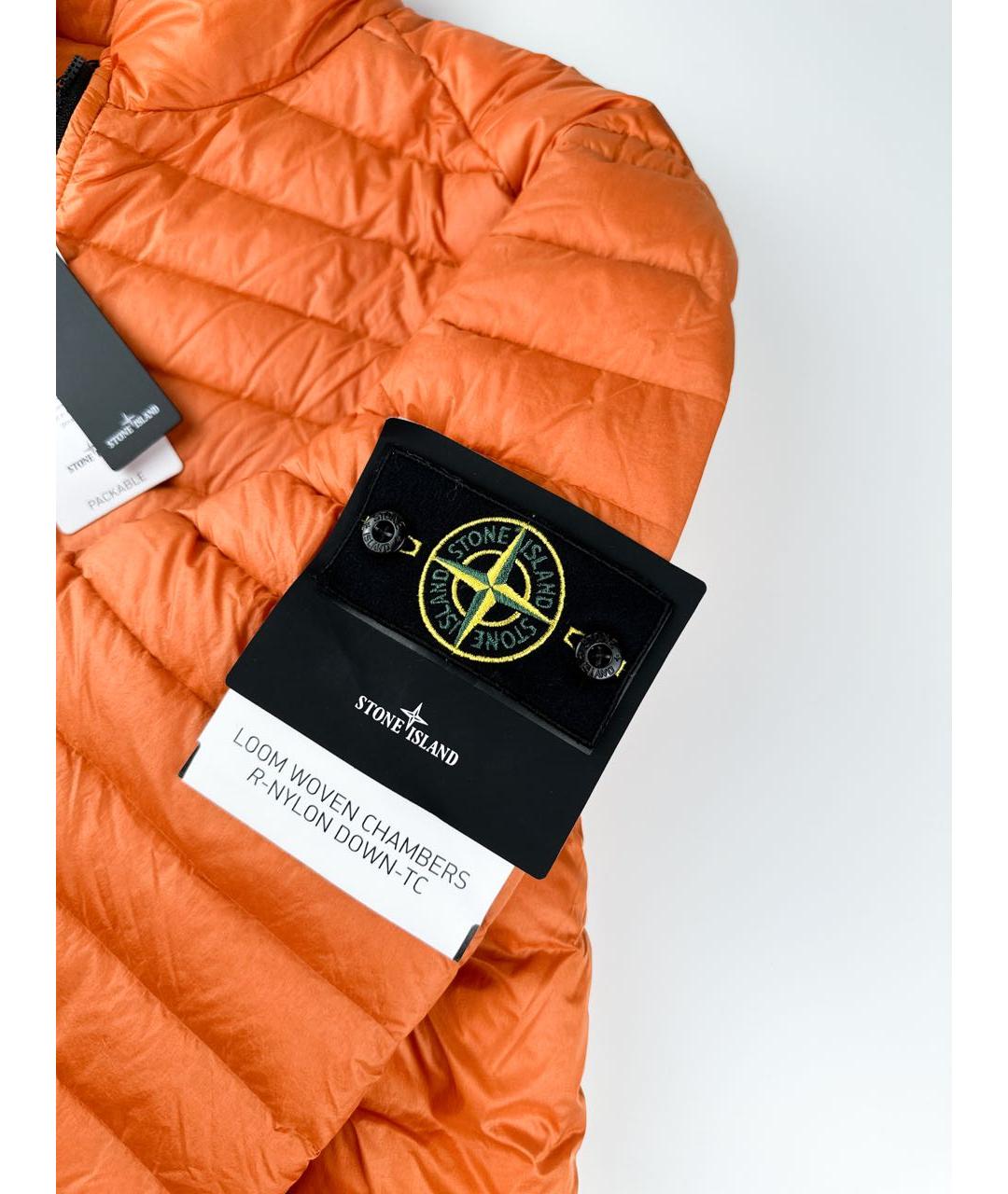 STONE ISLAND Оранжевый полиамидовый пуховик, фото 4