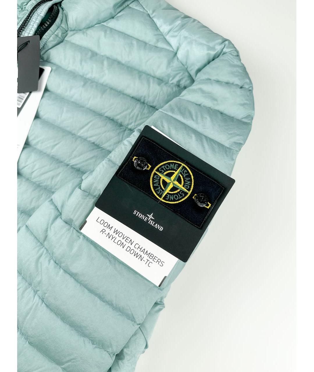 STONE ISLAND Бирюзовый полиамидовый пуховик, фото 4