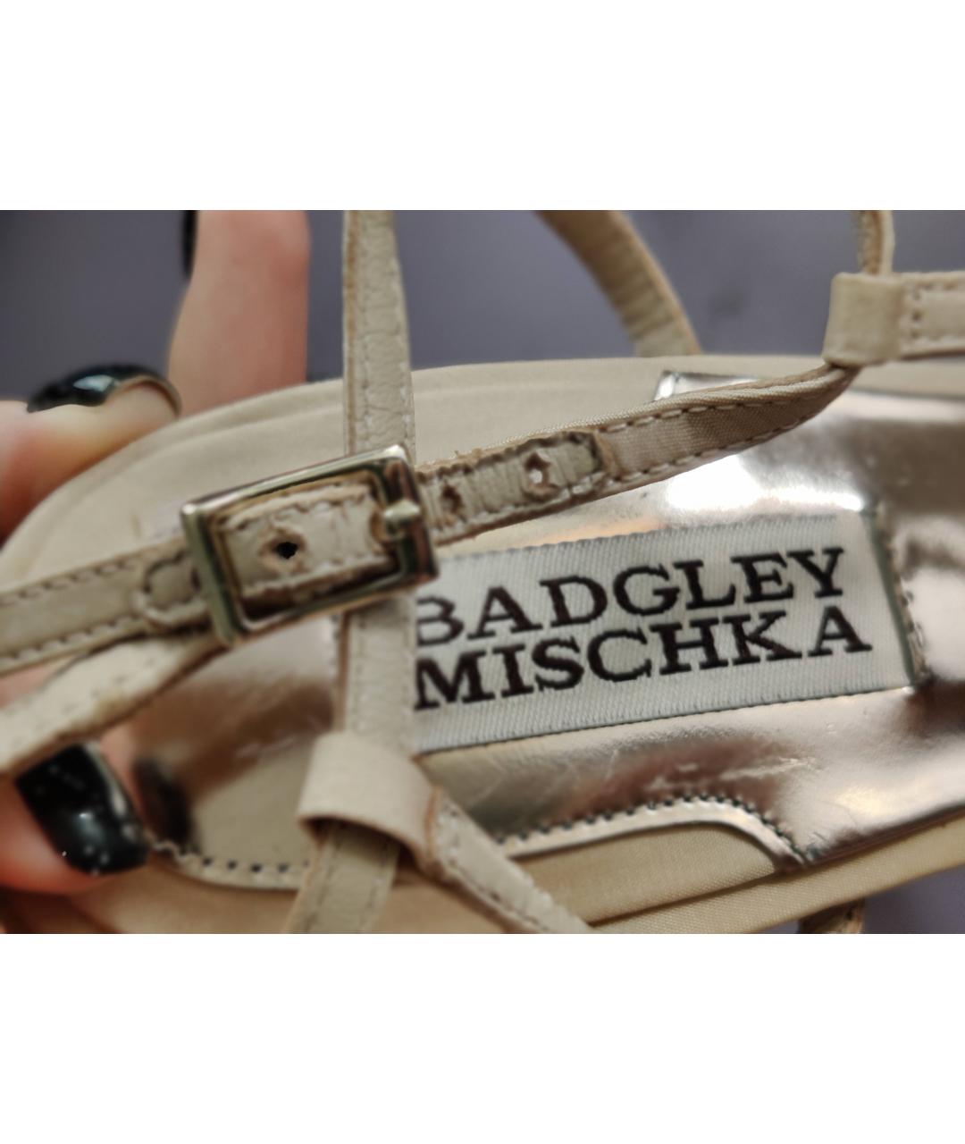 BADGLEY MISCHKA Бежевые текстильные босоножки, фото 9