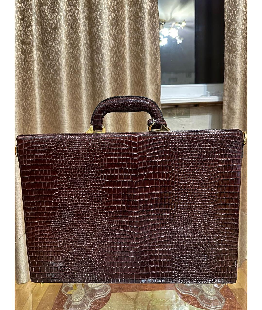 PIERRE CARDIN Бордовый кожаный портфель, фото 3