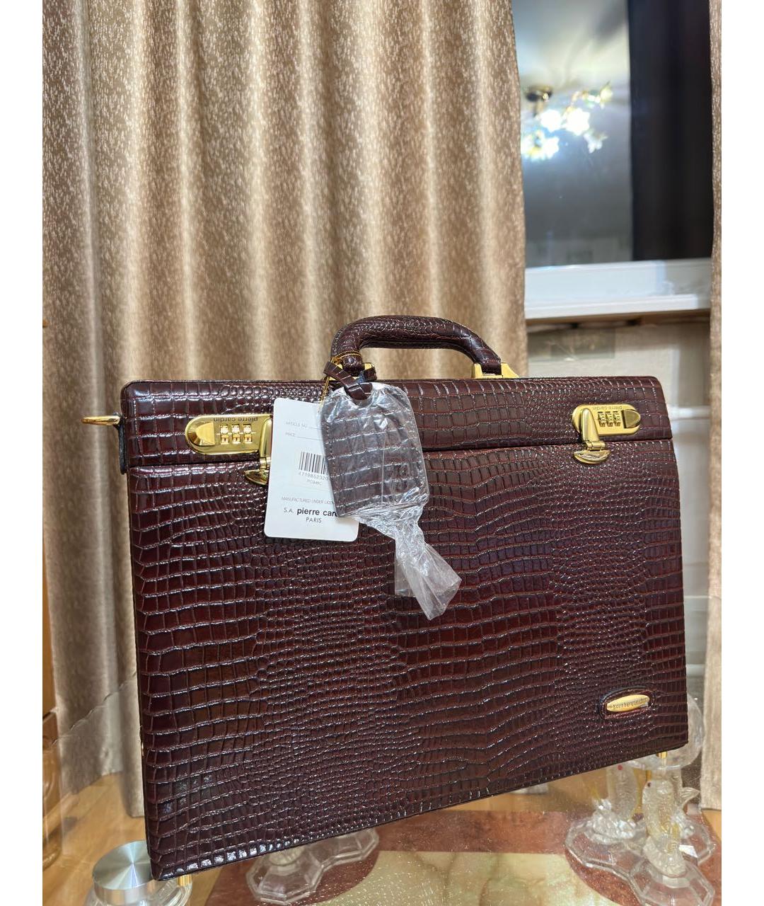 PIERRE CARDIN Бордовый кожаный портфель, фото 2