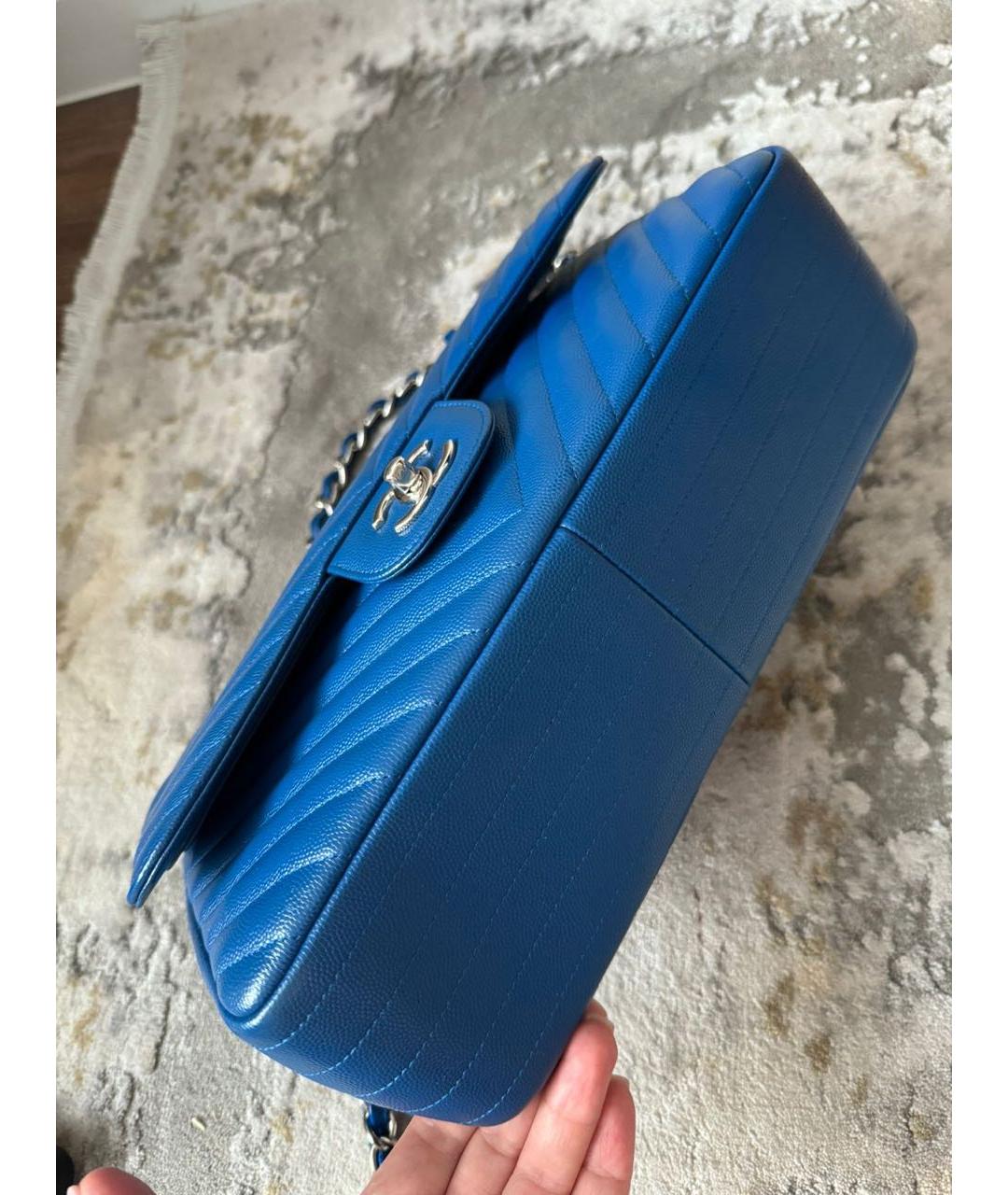 CHANEL PRE-OWNED Синяя кожаная сумка через плечо, фото 8