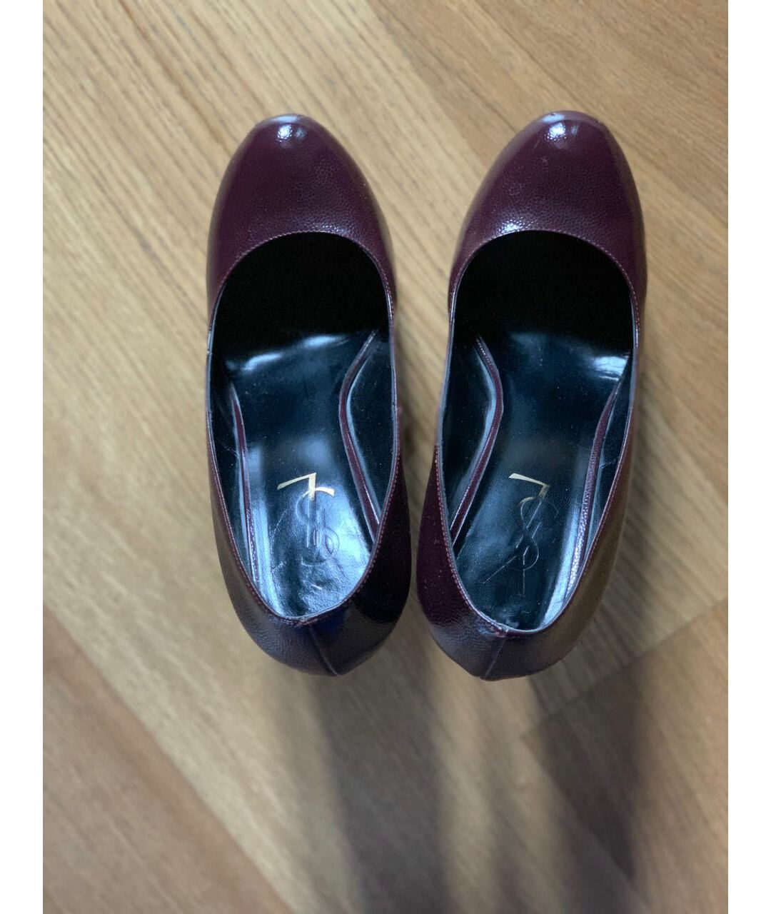 SAINT LAURENT Бордовые кожаные туфли, фото 3