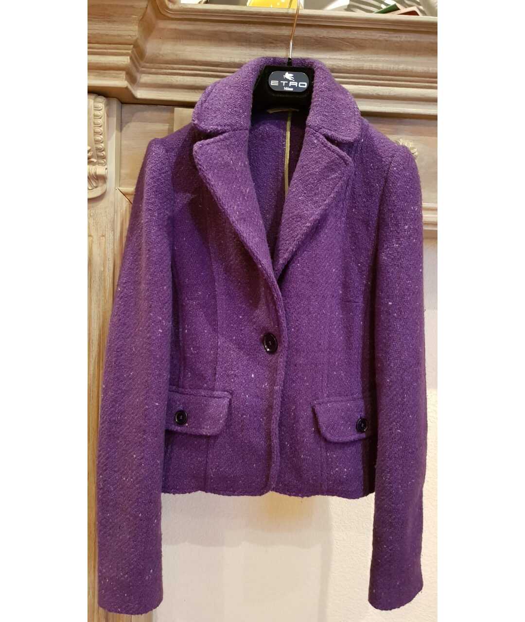 ETRO Фиолетовое шерстяное пальто, фото 9