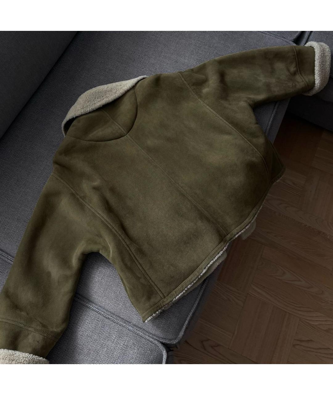 LOEWE Хаки замшевая дубленка, фото 3