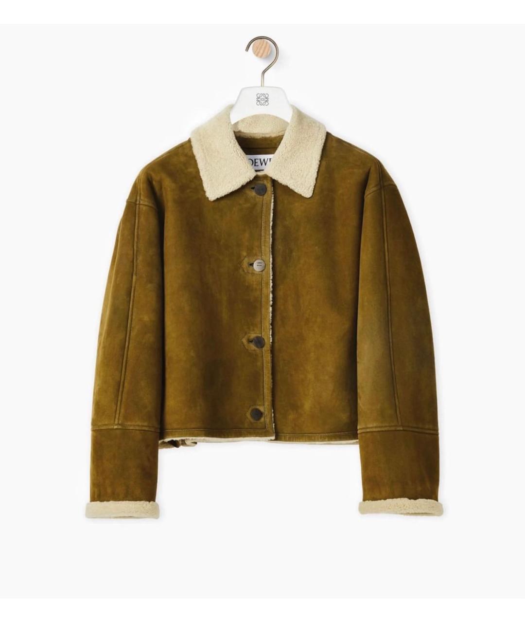 LOEWE Хаки замшевая дубленка, фото 9