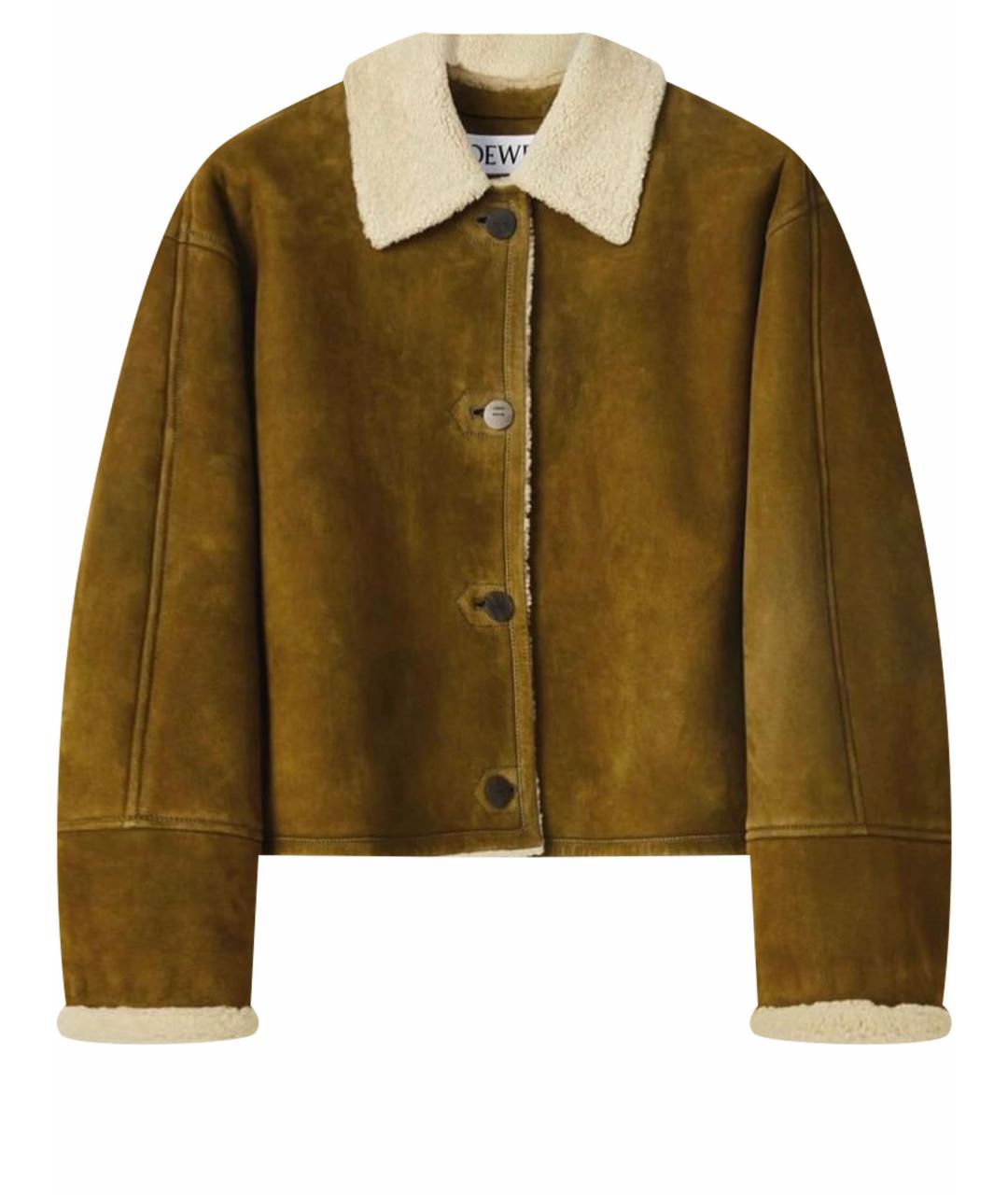 LOEWE Хаки замшевая дубленка, фото 1