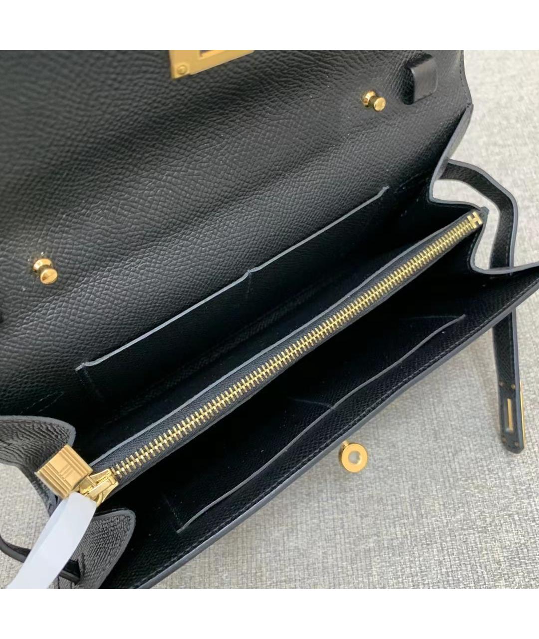 HERMES Черная кожаная сумка через плечо, фото 6