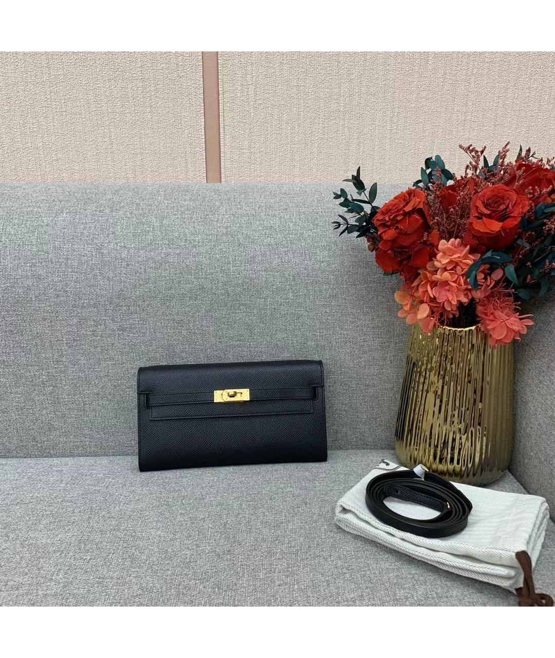 HERMES Черная кожаная сумка через плечо, фото 10