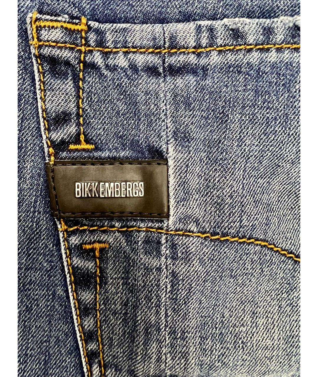 BIKKEMBERGS Синие хлопковые прямые джинсы, фото 6