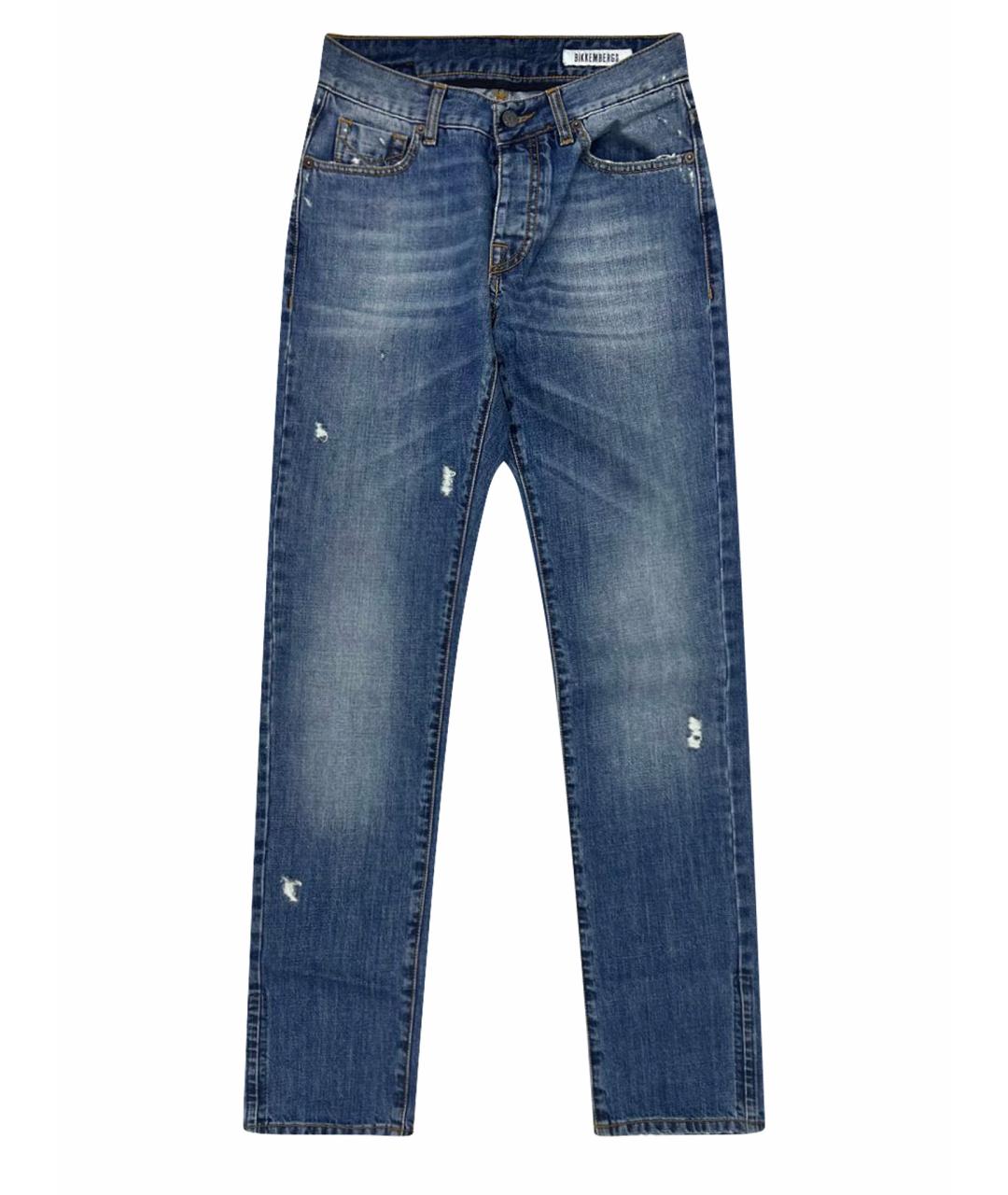 BIKKEMBERGS Синие хлопковые прямые джинсы, фото 1