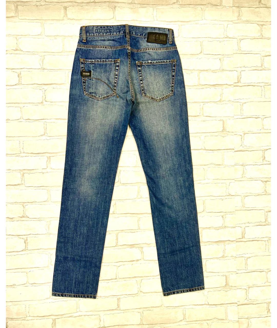 BIKKEMBERGS Синие хлопковые прямые джинсы, фото 2