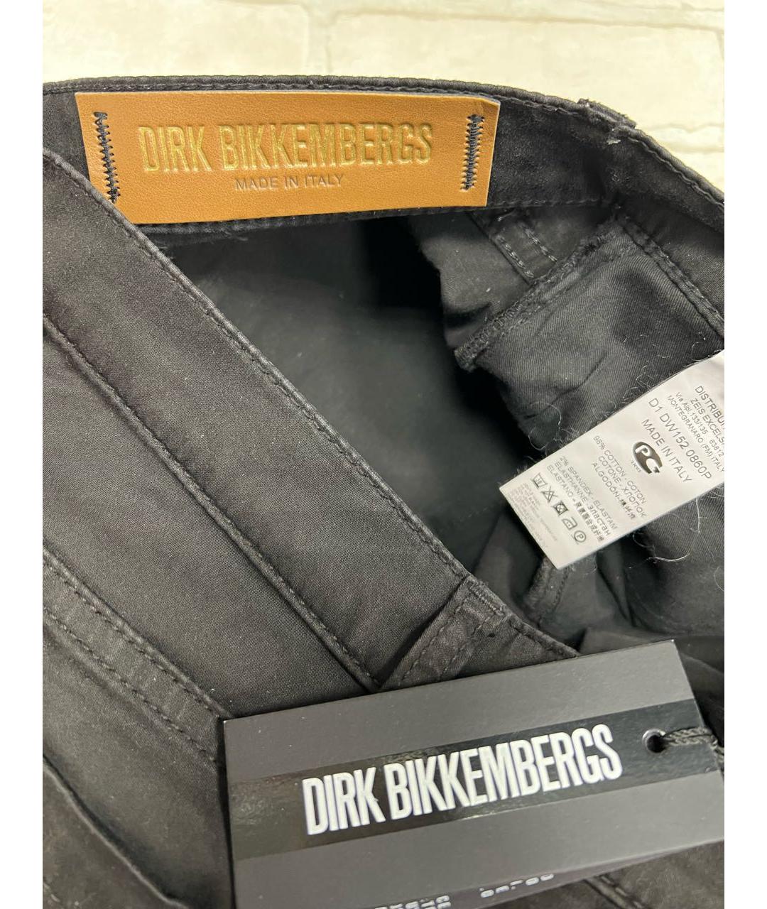 BIKKEMBERGS Черные хлопко-эластановые джинсы слим, фото 6