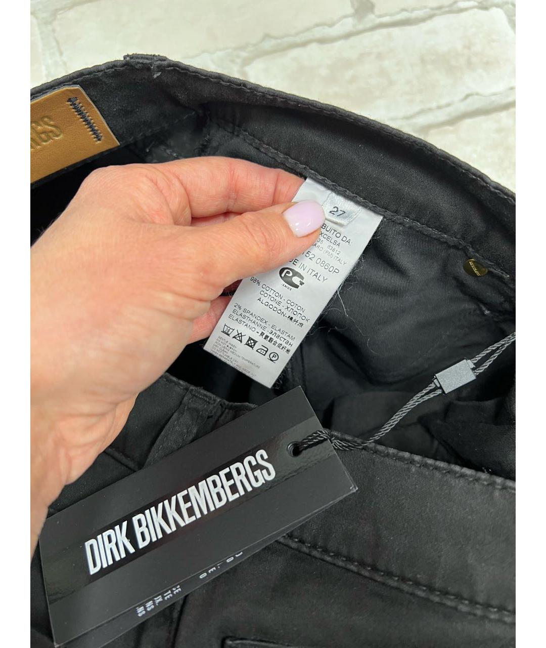 BIKKEMBERGS Черные хлопко-эластановые джинсы слим, фото 5