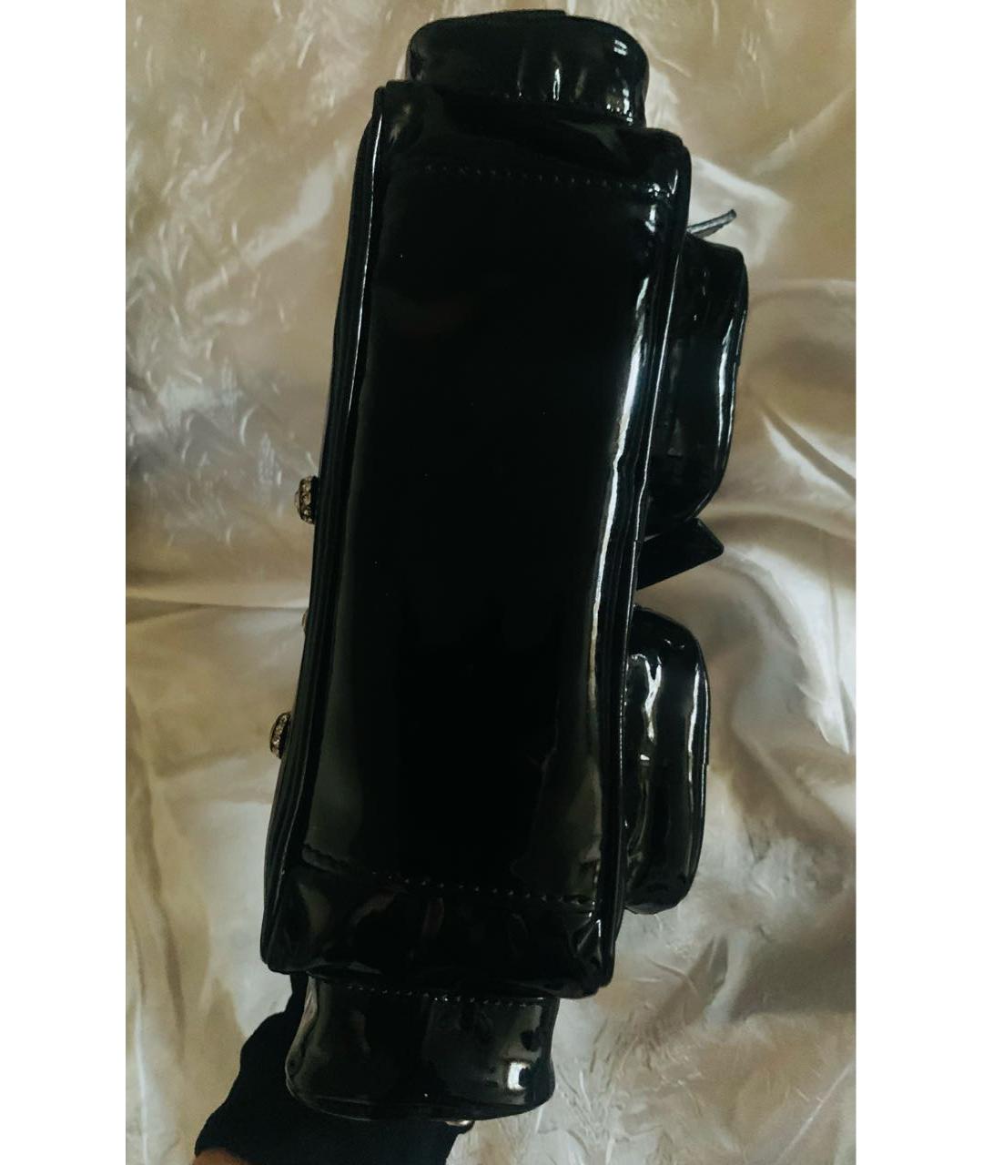 BLUMARINE Черная сумка с короткими ручками из лакированной кожи, фото 7