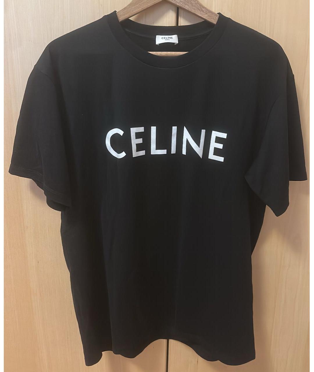 CELINE Черная хлопковая футболка, фото 6