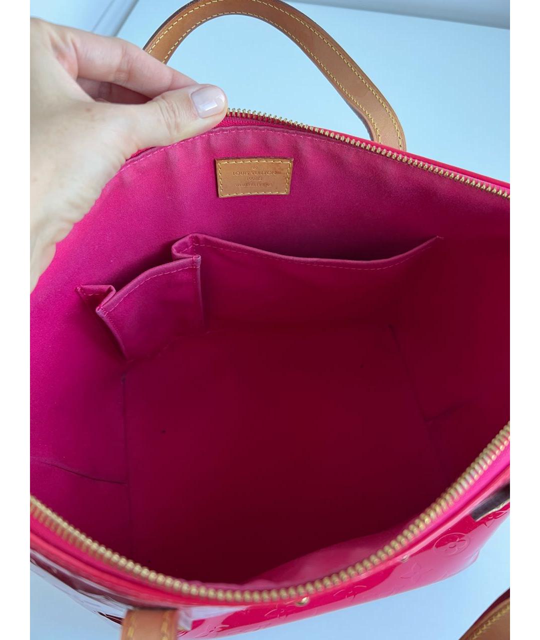 LOUIS VUITTON Фуксия сумка с короткими ручками из лакированной кожи, фото 6