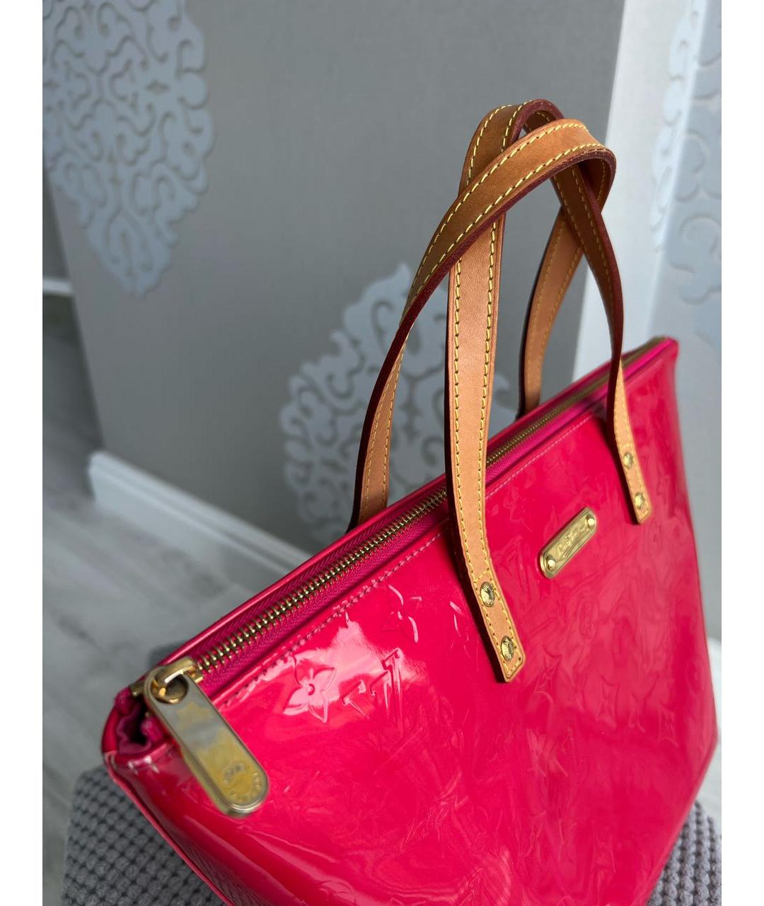 LOUIS VUITTON Фуксия сумка с короткими ручками из лакированной кожи, фото 4