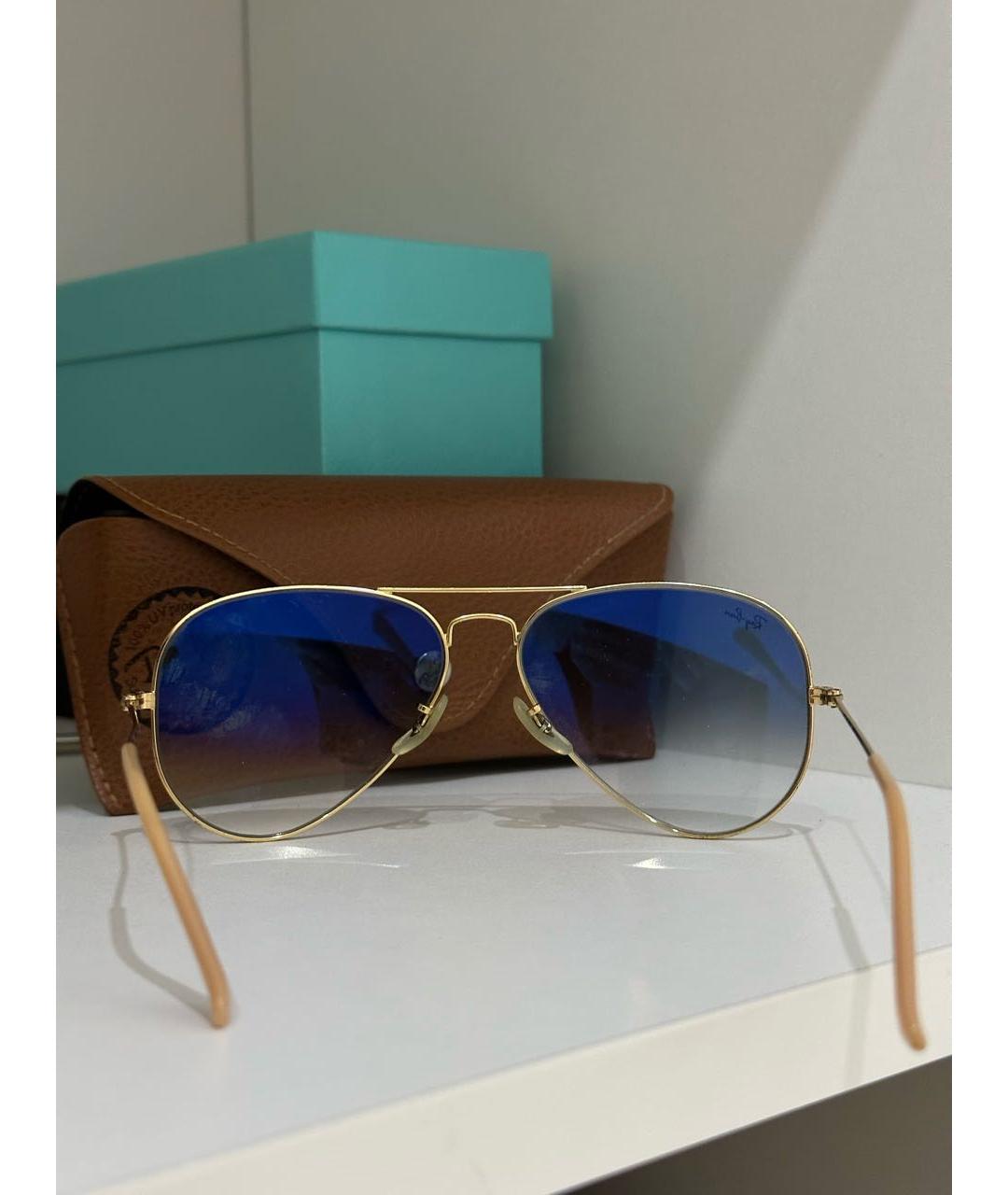 RAY BAN Голубые металлические солнцезащитные очки, фото 3