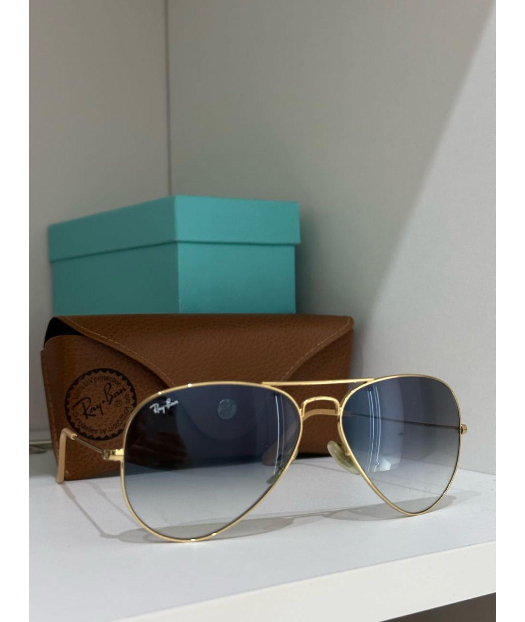 RAY BAN Голубые металлические солнцезащитные очки, фото 4