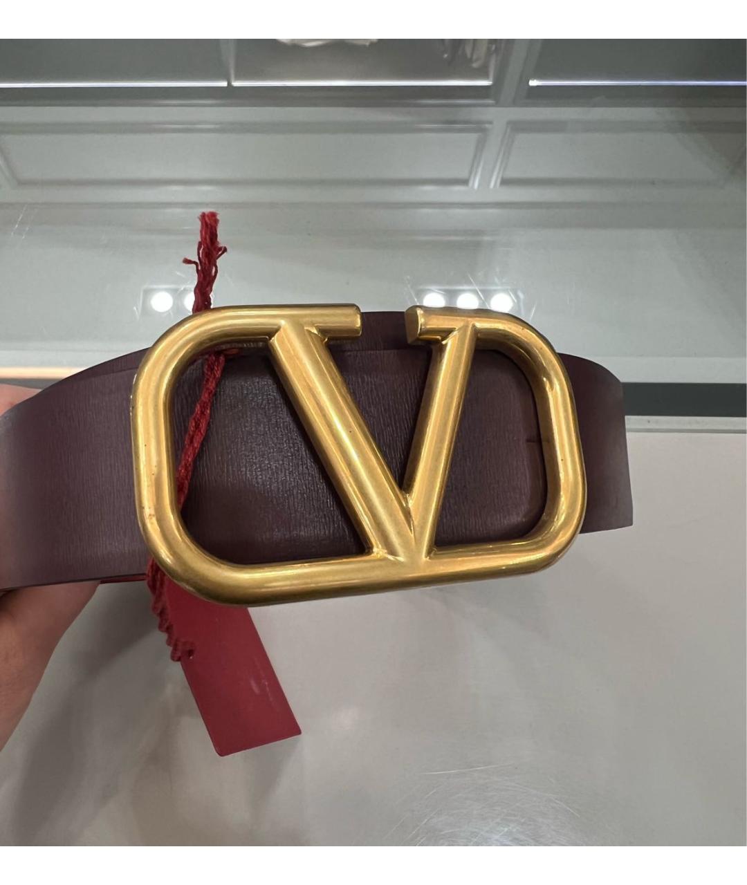 VALENTINO Бордовый кожаный ремень, фото 2