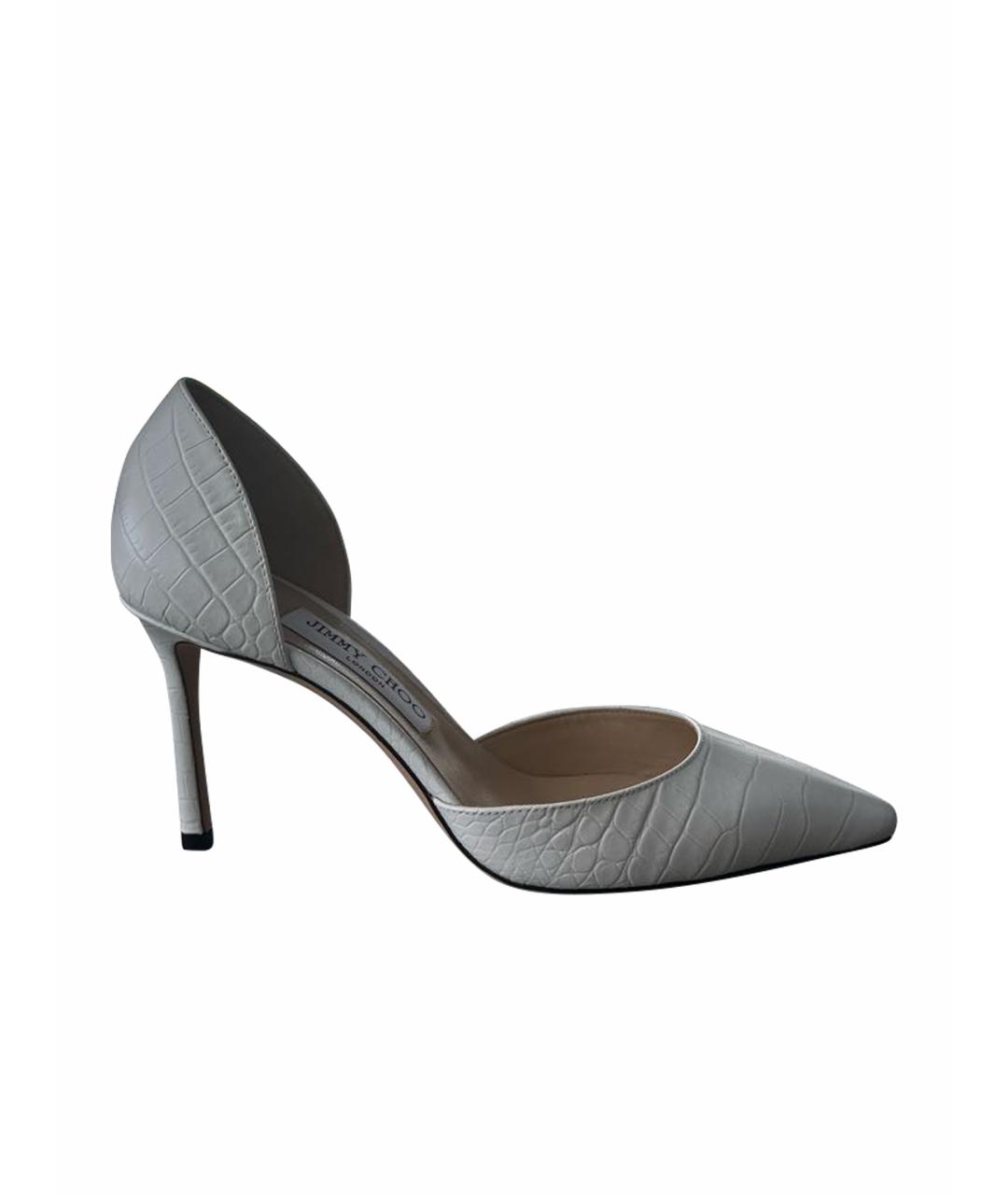 JIMMY CHOO Белые кожаные свадебные туфли на высоком каблуке, фото 1