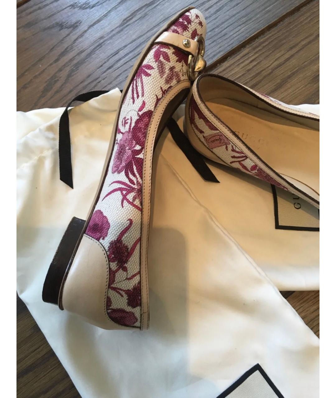 GUCCI Розовые текстильные балетки, фото 8