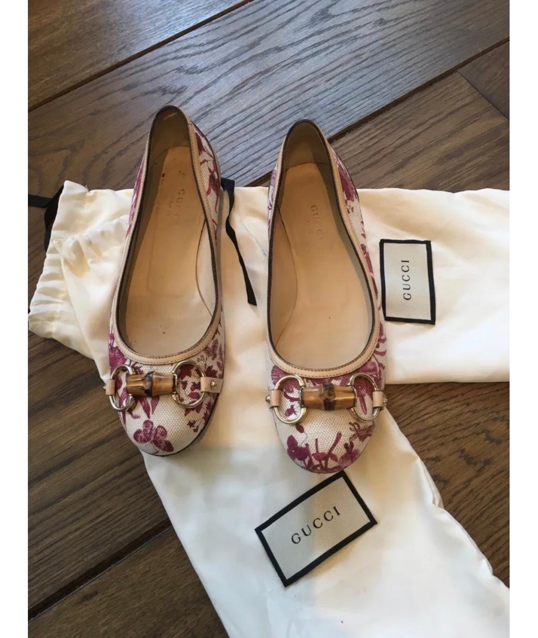 GUCCI Розовые текстильные балетки, фото 1