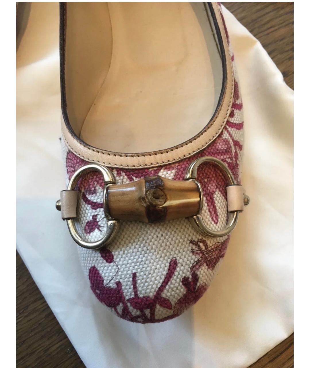 GUCCI Розовые текстильные балетки, фото 3