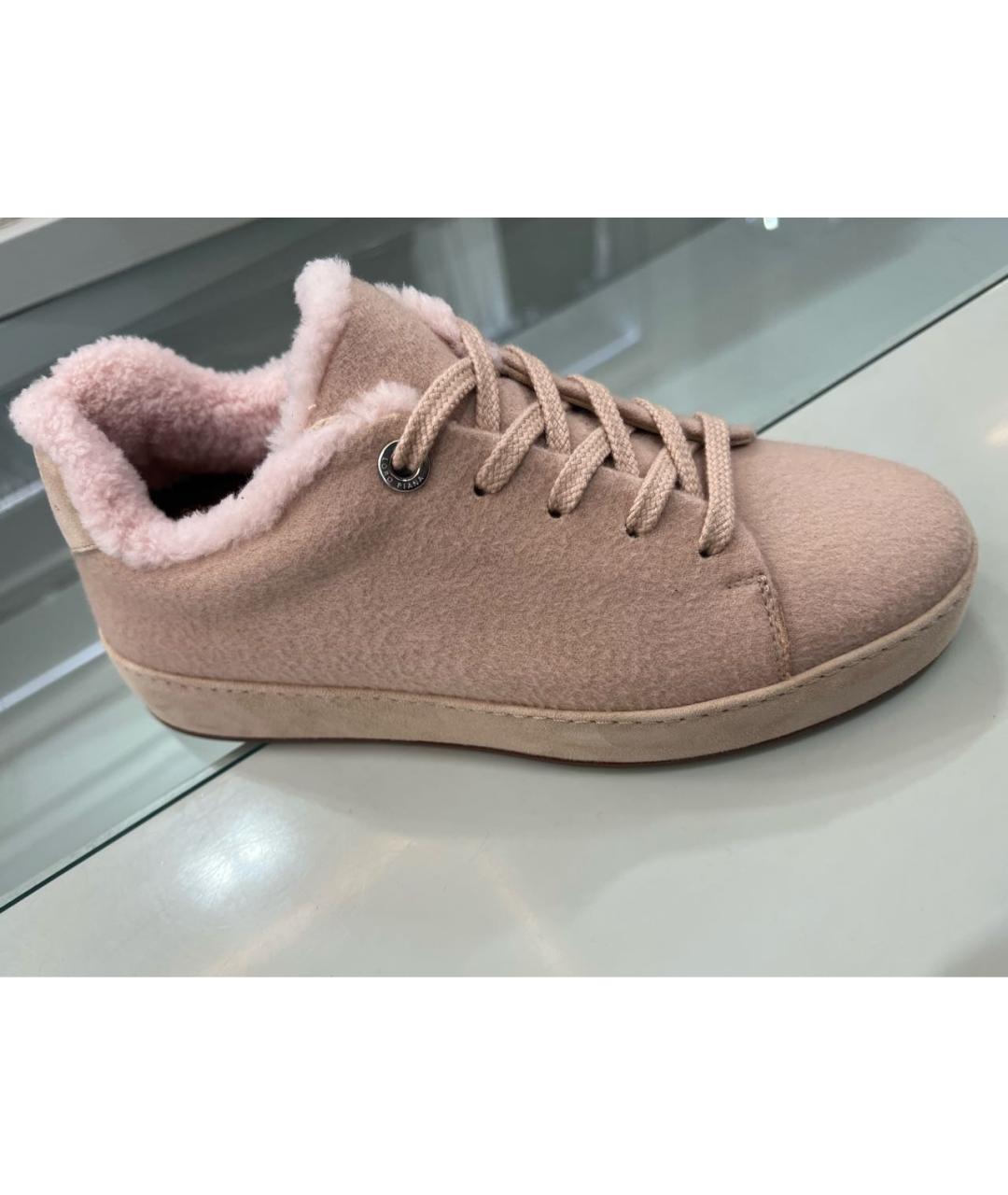 LORO PIANA Розовые текстильные кроссовки, фото 4