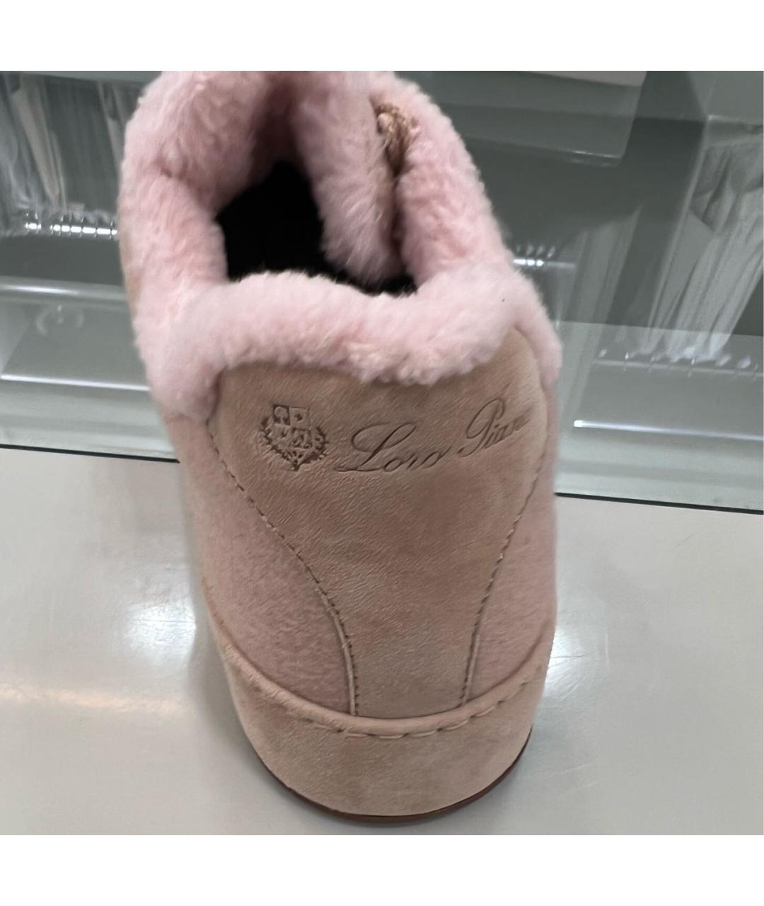 LORO PIANA Розовые текстильные кроссовки, фото 3