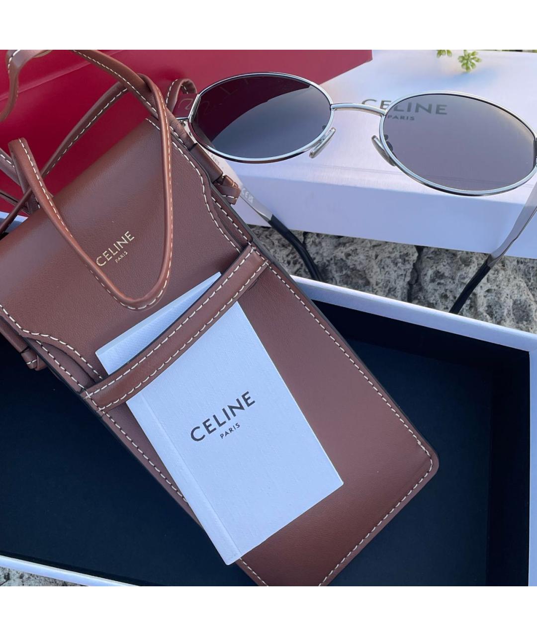 CELINE Серебряные металлические солнцезащитные очки, фото 4