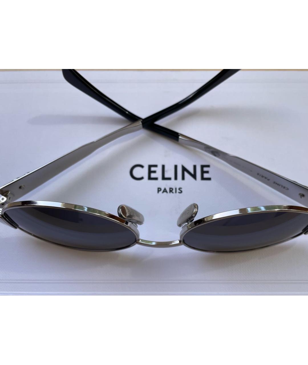 CELINE Серебряные металлические солнцезащитные очки, фото 2