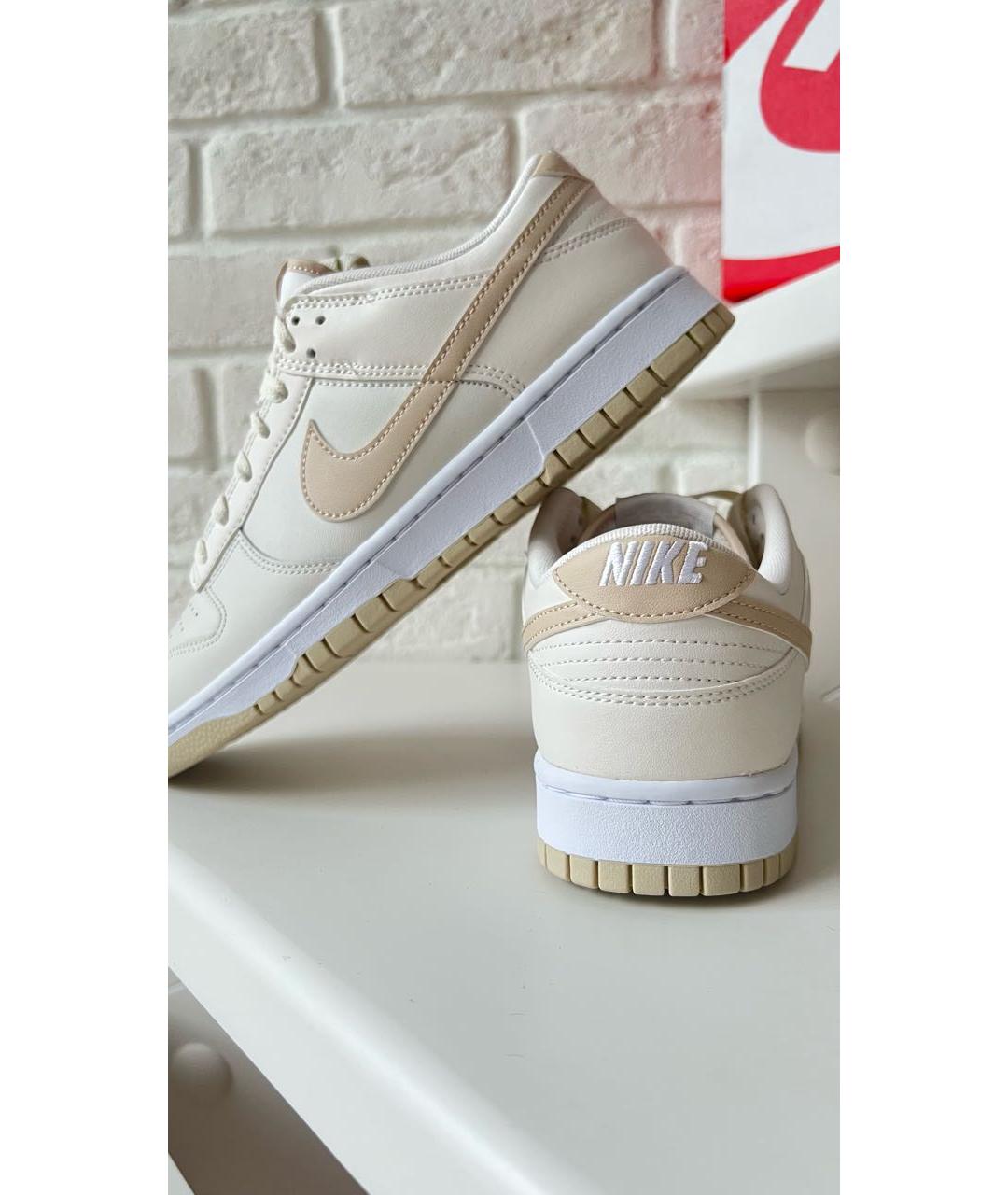 NIKE Бежевые кожаные кроссовки, фото 4
