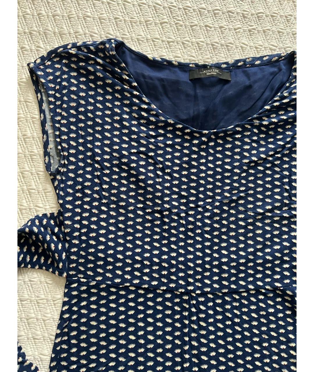 WEEKEND MAX MARA Синее вискозное повседневное платье, фото 3